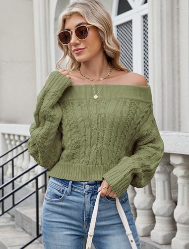 Image of ZAFUL Women V Neck Button Knit Crop Sweaters Batwing Sleeve V Back Ribbed Hem Pullover Sweater