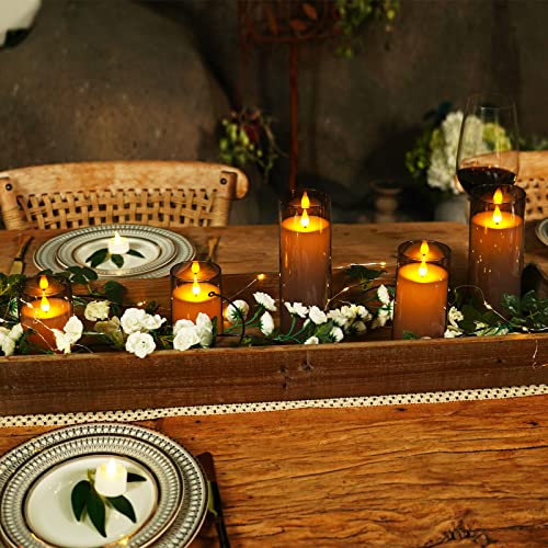 Homemory Gray Flickering Flameless Candles, Battery Operated Acrylic Led Pillar Candles With Remote Control And Timer thumb #3