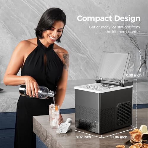 Image of Electactic Countertop Ice Maker, 26Lbs /Day, Compact Small Ice Maker with Auto-Cleaning,Perfect for RV /Home /Kitchen, Deep Black