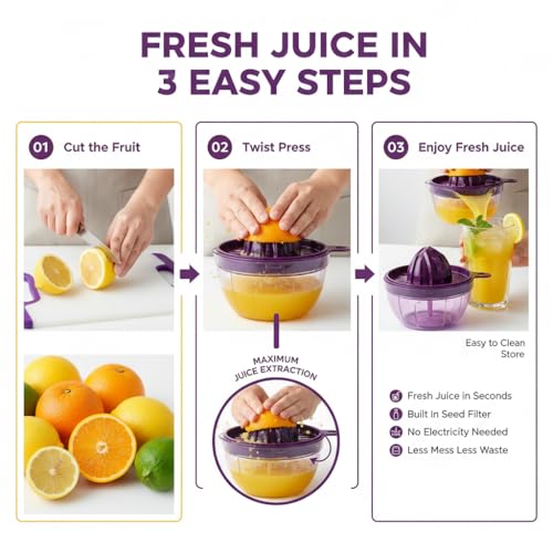 Image of Manual Hand Press Juicer Machine 1 Pc | Portable Citrus Juicer for Orange Mosambi Sweet Lime | Handheld Fruit Juice Maker & Food Juicer, Compact Easy Clean Squeezer