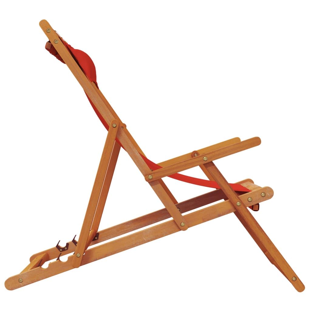 Sedie Pieghevoli 2 Pezzi Tessuto Rosso Legno Eucalipto