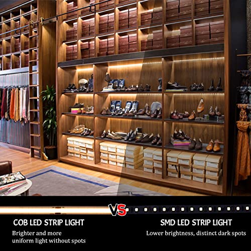 Image of UL-Listed COB LED Strip Light 3000K,5m /16.4ft DC 24V LED Strips,Dimmable High Lumen COB Tape Light,CRI 85+ Flexible Warm White LED Rope Lights for Bedroom, Stage, Home,Kitchen,DIY Lighting.