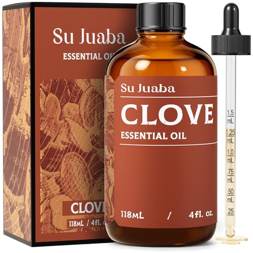 SU JUABA Clove Essential Oil 4 Oz Aromatherapy Oil for Oral Care Teeth & Gums Diffuser Skin Hair - 118ML