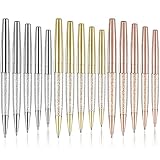 Epakh 15 Pieces Crystal Ballpoint Pens Rhinestones Crystal Metal Pens Black Gel Ink Pens for Women Girls Office School Home Writing Supplies for Students Kids Teachers, Gold, Rose Gold and Silver