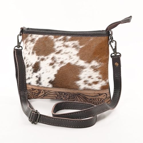 Western Cowhide Tooled Leather Small Crossbody Bag Cowgirl Fashion Purse with Adjustable Detachable Shoulder Strap2