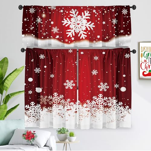 Cortinas navideñas de 52 x 18 pulgadas SUNWISHA para ventanas de casa 8