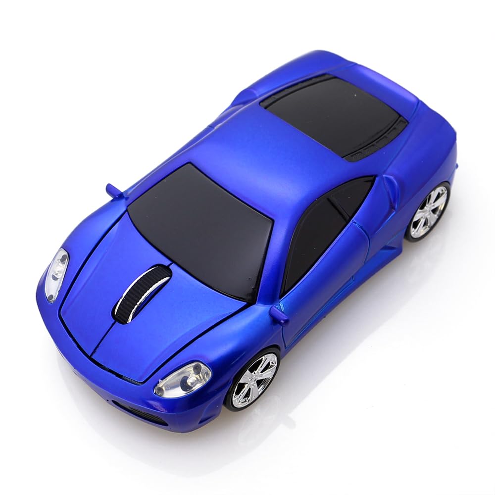 MTUBTB Wireless Mouse Sport Car Shape Computer Optical Mice USB 2.4Ghz Ergonomic Design for PC Laptop Chrome Book (Blue)