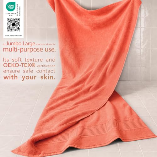 Image of Cotton Paradise 100% Cotton Turkish Towel Set, Soft Absorbent Quick Dry, 2 Piece 35x70 Bath Sheet Set, Coral