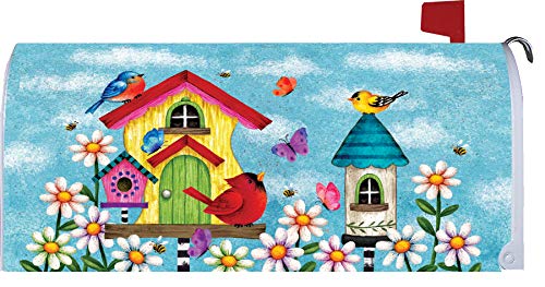 Custom Decor Whimsy Birdhouse Welcome - Mailbox Makeover - Vinyl with Magnetic Strips for Steel Standard Rural Mailbox - Made in The USA - Copyright, Licensed and Trademarked Inc.