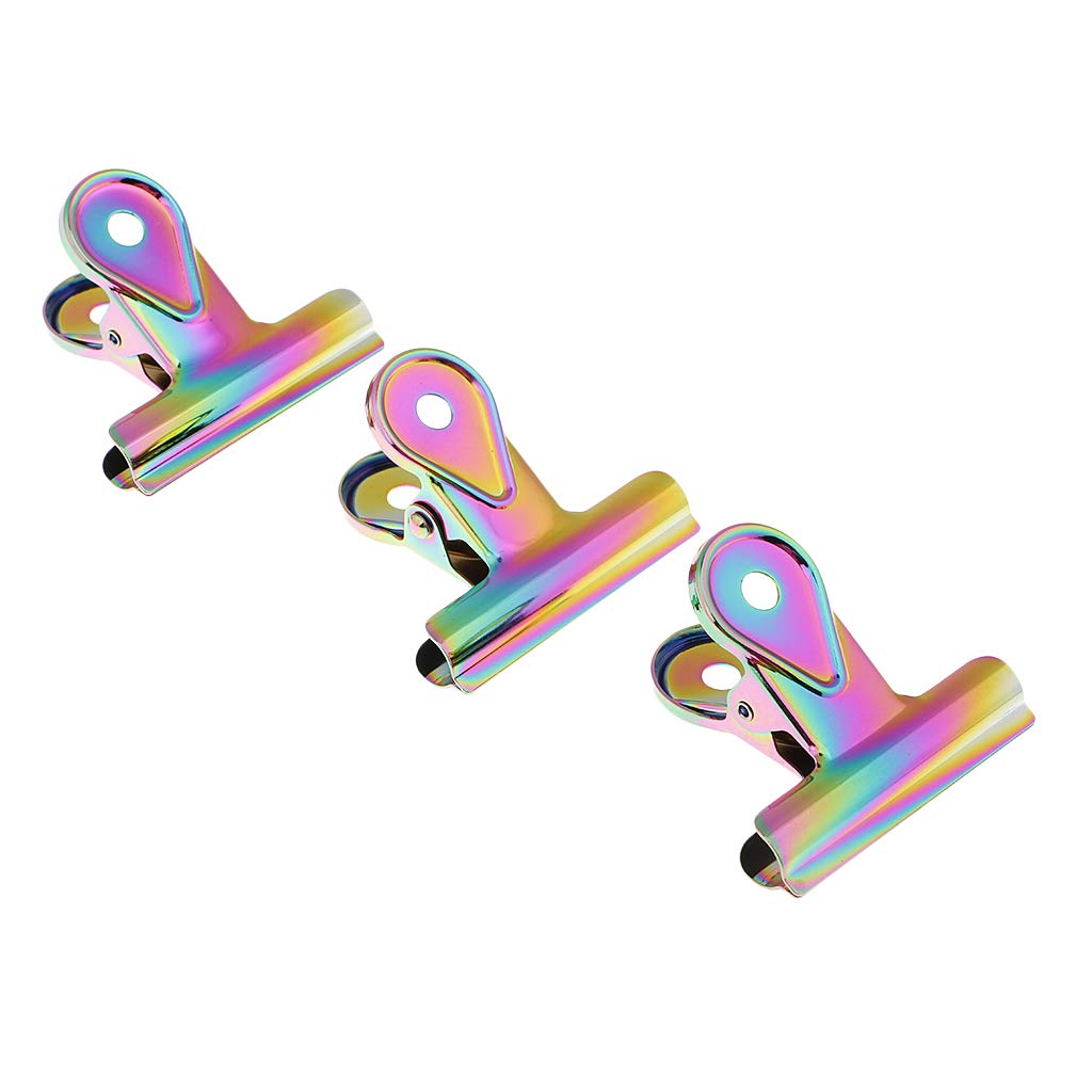 Büroklammern Foldback Clip Binder Clips, 3 Stück Clips Bunte Utility Büroklammern Metall Binderklammern Scharnierklammern for die Schulorganisation, 65 mm (Size : 65mm)
