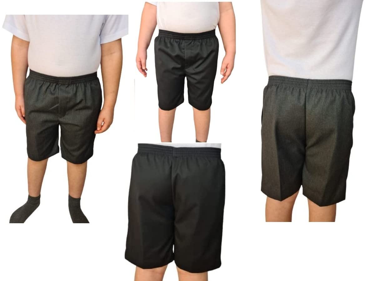 L S U Pantalones cortos de verano para niños con ajuste resistente, elásticos, color negro y gris