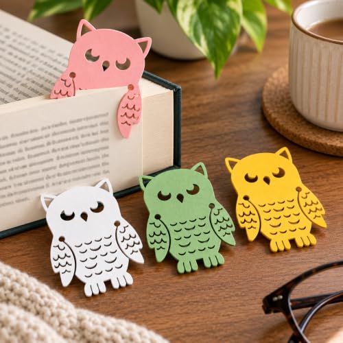 Image of 4 Pack Sanchi Homes Owl Bookmark Set | Assorted Colour | Durable Bioplastic