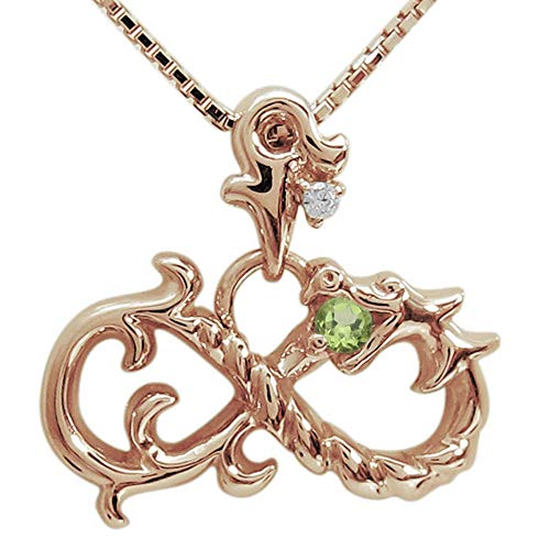 [プレジュール] メンズ ネックレス ウロボロス ペリドット 8月誕生石 20代 30代 40代 ピンクゴールド 10金 10K