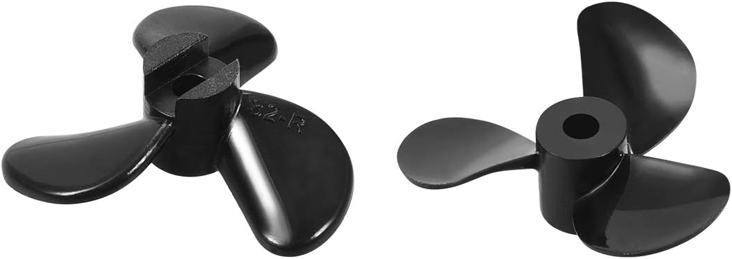 uxcell Barco RC CCW Hélice 0.118 in eje 3 paletas 1.260 in 1.4 P forma de ventilador Pastic negro giratorio accesorios para barco RC 2pcs