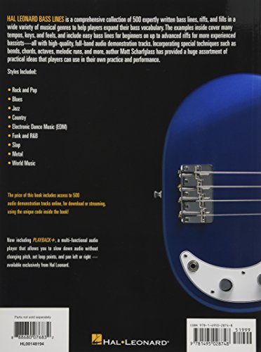 Bass Lines - Hal Leonard Bass Method | 500 Bass Grooves, Riffs, and Fills for All Styles and Levels | Bass Guitar Tablature Songbook with Audio Tracks |Bass Instruction Book for Beginners to Advanced - Image 2