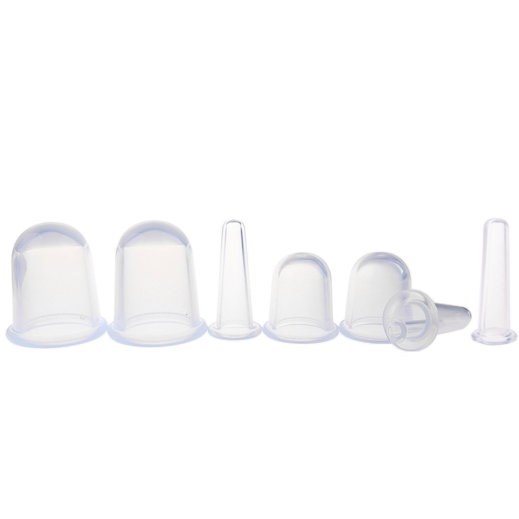 C2K Set of 8 Silicone Vacuum Cupping Cups Set Massage Face Eyes Body Cups for Wrinkle Reducer,Collagen Stimulator,Pain Relief