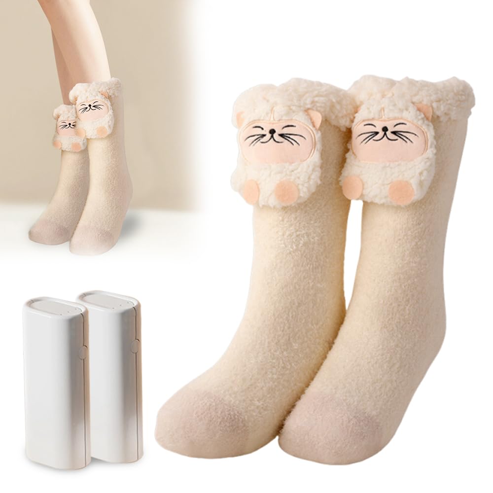 Calcetines Calefactables, ADDLIVE Calcetines Mujer Calefactores, Calcetines Calefactados, Heated Socks con 3 Ajustes de Temperatura y 2 Baterías para Exteriores, Esquí, Invierno