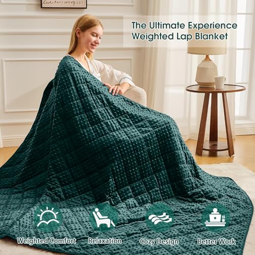 Image of Green Weighted Blanket for Adults 15lbs, 48 inchx72 inch, Twin Full Size Cooling Minky Heavy Throw Blanket for 140-160lbs, Soft Winter Thick Big Blankets Weighted Comforter Gift for Sleeping