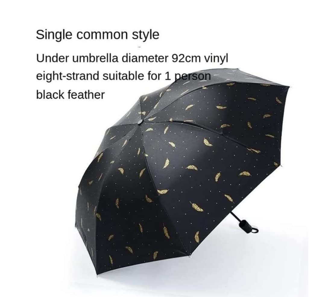 HLTYGWX Parapluie Coupe-Vent Solide, Plume bronzante, Pluie ensoleillée, Multi-usages, Pare-Soleil Pliant créatif, imperméable