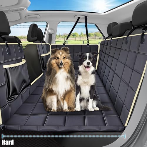 Lassie Hard Bottom Car Seat Cover for Dogs, Waterproof Travel Dog Car Hammock for Back Seat, Durable Pet Back Seat Extender for Dogs