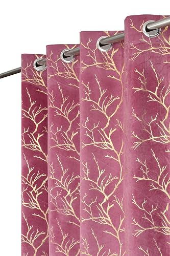 FABDRAPE Heavy Velvet Fabric Room Darkening Tree Design Curtains 7 Feet for Door, English Wine, Single Piece