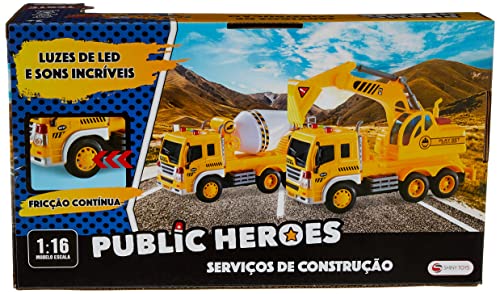 Shiny Toys Caminhão Betoneira Com Luz, Som e Fricção 1:16