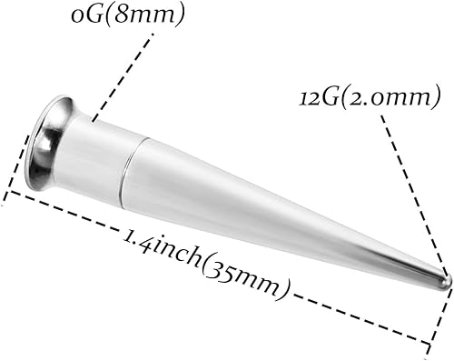 Miniatura 2 de Vsnnsns 14G 12G 10G 8G 6G 4G 2G 0G 00G 316L - Kit de estiramiento de acero inoxidable quirúrgico 316L, pasador de inserción para oreja, nariz,