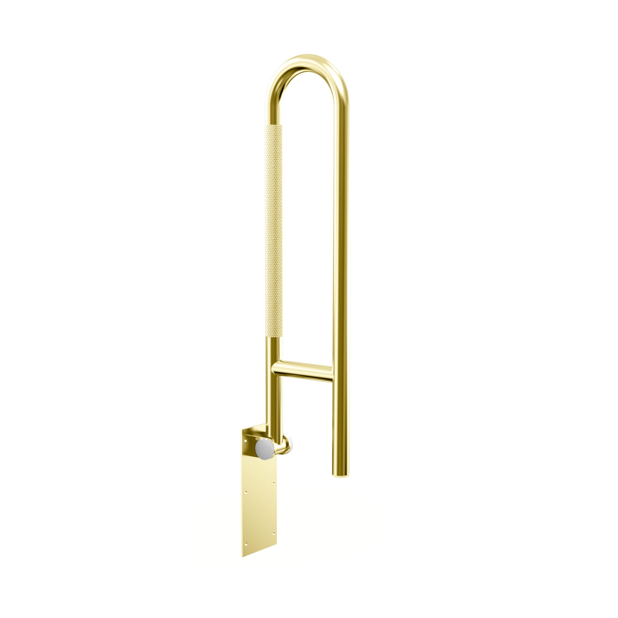 Barra di sostegno da parete oscillante – Capacità 226,8 kg – Binario di sicurezza per WC ribaltabile per anziani, in acciaio inox, impugnatura testurizzata, conforme ADA, lunghezza 76,2 cm, ottone