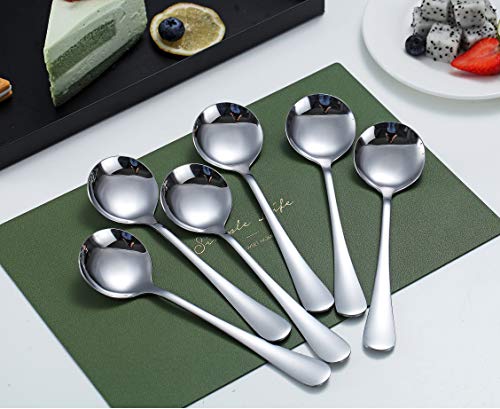 Soup Spoons, Kyraton 6 Pieces 19 cm Stainless Steel Round Spoons,Dinner Spoon Table Spoon, Spoons Silverware Dishwasher Safe Set of 6