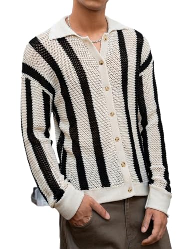 Men's Slim Fit Sweater Casual Loose Knit Long Sleeve Cardigan Sweater