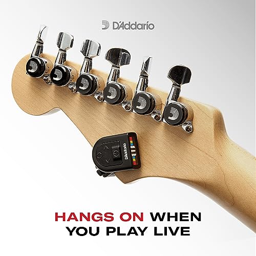 d39addario guitar tuner - micro headstock tuner - tuner for acoustic guitar electric guitar bass guitar mandolin banjo ukulele - compact amp discrete - clip on - 1 pack