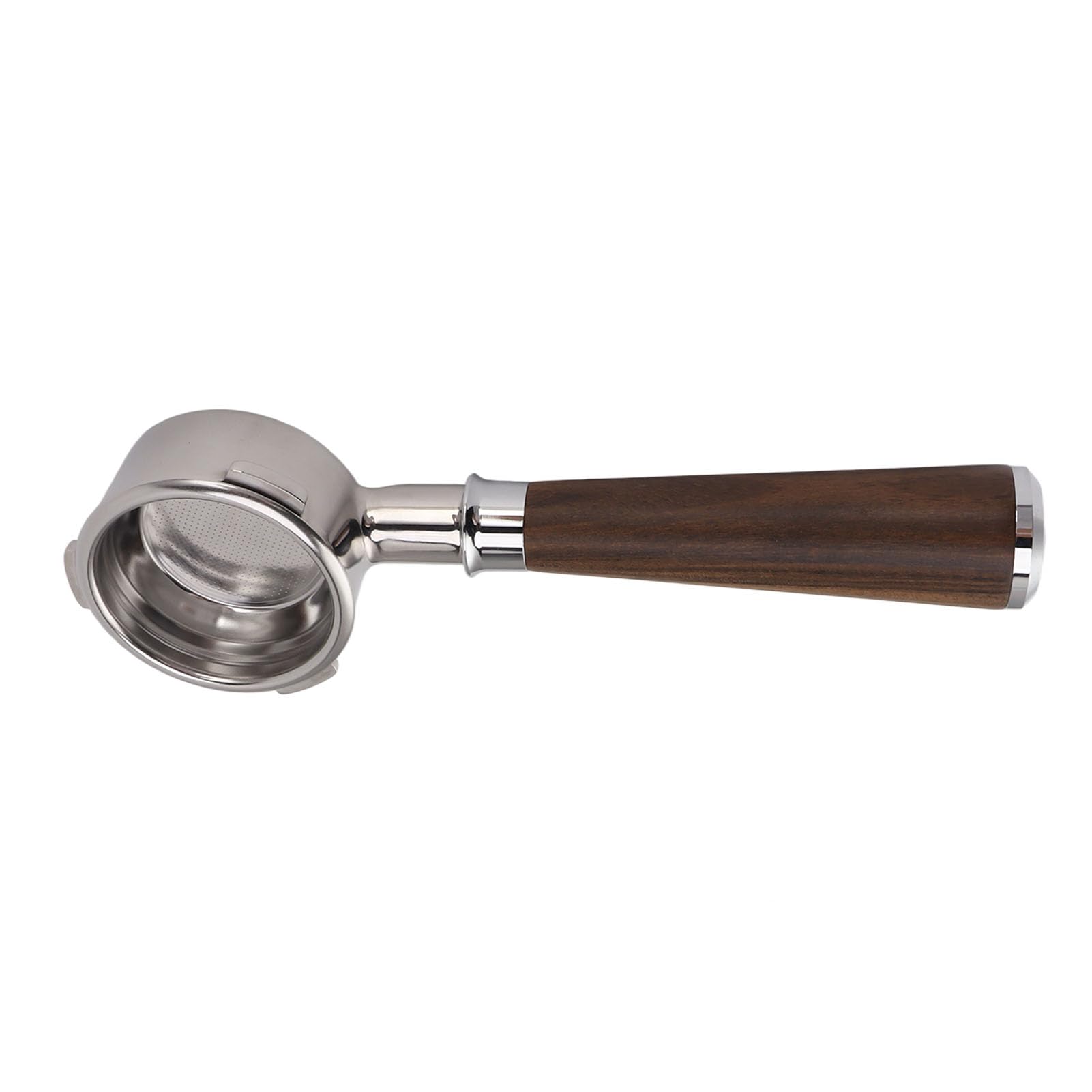 Portafiltro de café sin Fondo de 58 Mm, Portafiltro de Cesta de Filtro de Taza, Portafiltro de café de Acero Inoxidable de 3 Orejas Mango de Madera Maciza para Barsetto Piezas de e