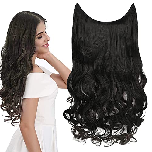 Image of Women Hair Extension Long Curly Black 18 To 20 Inches Hairpiece With 5 BB Clip /Hair Extension for Women Party /Halloween /Christmas
