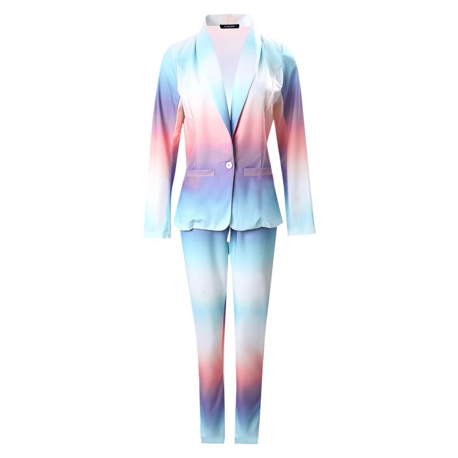 Completo da donna con pantaloni, blazer, pantaloni da donna, giacca e pantaloni alla moda, taglie forti, casual, per il tempo libero, con tasche, elegante, set da salotto
