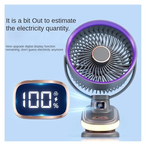 Ventilador de escritorio portátil blanco con iluminación nocturna y mini carga 2