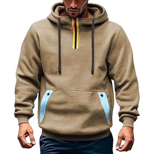 Men Tactical Hoodies Vintage Workout Quarter Zip Long Sleeve Fashion Outdoor Hooded Sweatshirt Fall Pullover Tops