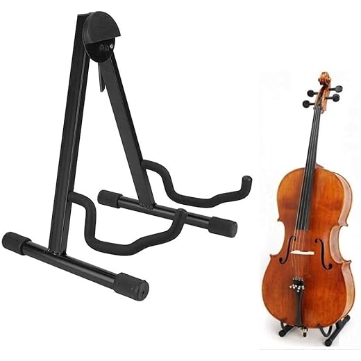 ROCKSTAR - Soporte para Violonchelo y Contrabajo, Ajustable y Plegable GV026 – Marco Antideslizante con Brazos de Goma, Base Estable de Metal, Ideal para Músicos