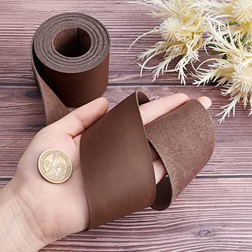 GORGECRAFT Full Grain Leather Straps 1.5 Inches Wide 78 Inches Long Single Sided PU Leather Strip for DIY Crafts Projects Clothing Jewelry Wrapping Making Bag Strap(Dark Brown - Image 3