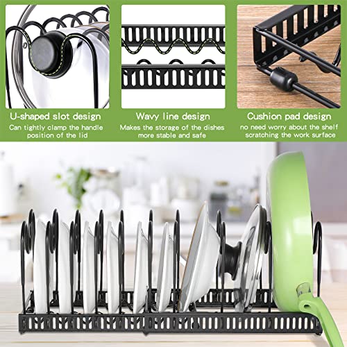 Kinsinder Pots and Pans Organiser, Pan Organiser for Cupboard, Expandable Pan Lid Holder with 10 Adjustable Dividers for Pot and Pans (Black-10) - Image 5