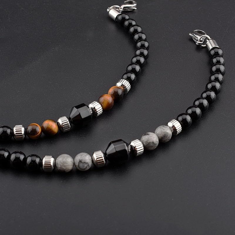 Beaded Bracelets Stainless Steel Cuban Link Chain Bracelet for Men Tiger Eye Bracelet Adjustable Bracelet Jewelry Birthday Christmas - Image 3