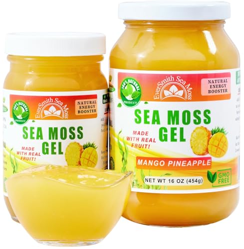EverSmith Organics - Wildcrafted Irish Sea Moss Gel | Made in USA | Rich in Vitamins & Minerals | Sea Moss Gel Raw | Nutritional Supplement | Mango Pineapple (1 Jar)
