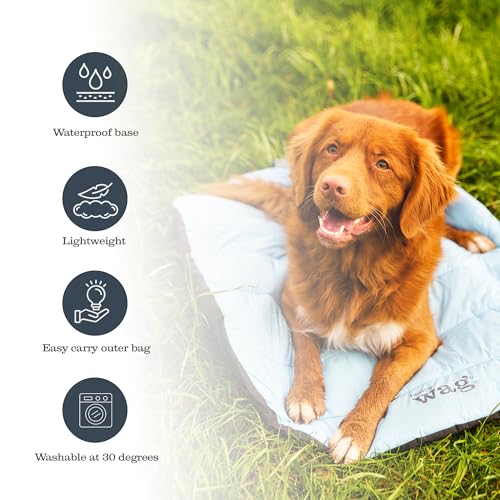 Henry Wag Alpine Travel Kuschelbett – EIN bequemer Ort zum Ausruhen an aktiven Tagen – wasserdicht, leicht und einfach zu tragen Außentasche – (Packmaß 19 x 36 x 15 cm/offene Größe: 86 x 70 cm)