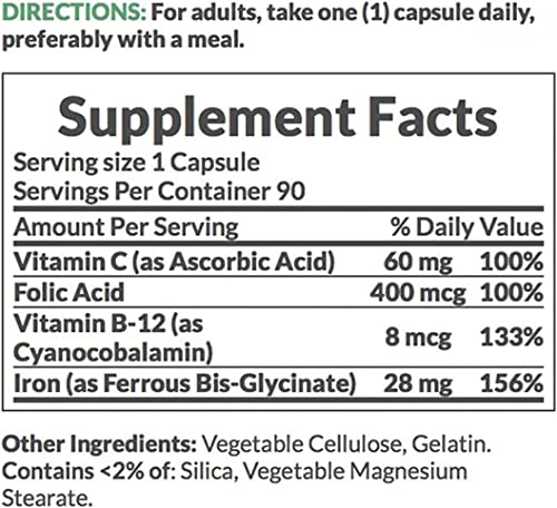 Nature's Bounty Gentle Iron 28 mg 90 Capsules (Pack of 3) - image 7