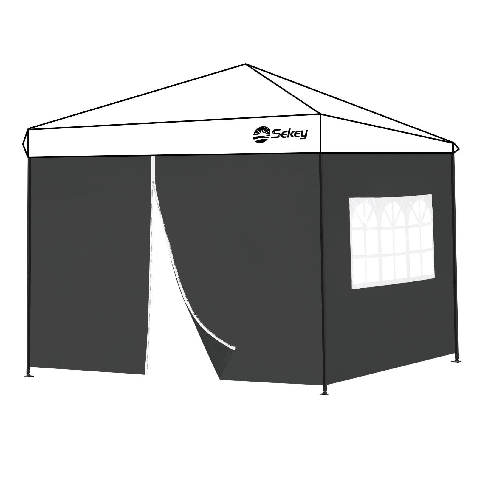 Sekey 2PCS Seitenwände für Pavillon 3x3 Wasserdicht Winterfest, Seitenwände für Pavillon Partyzelt Gartenzelt 3x3m, 1 Fenster 1 Tür, ⟮Grau, 1 Fenster 1 Tür⟯
