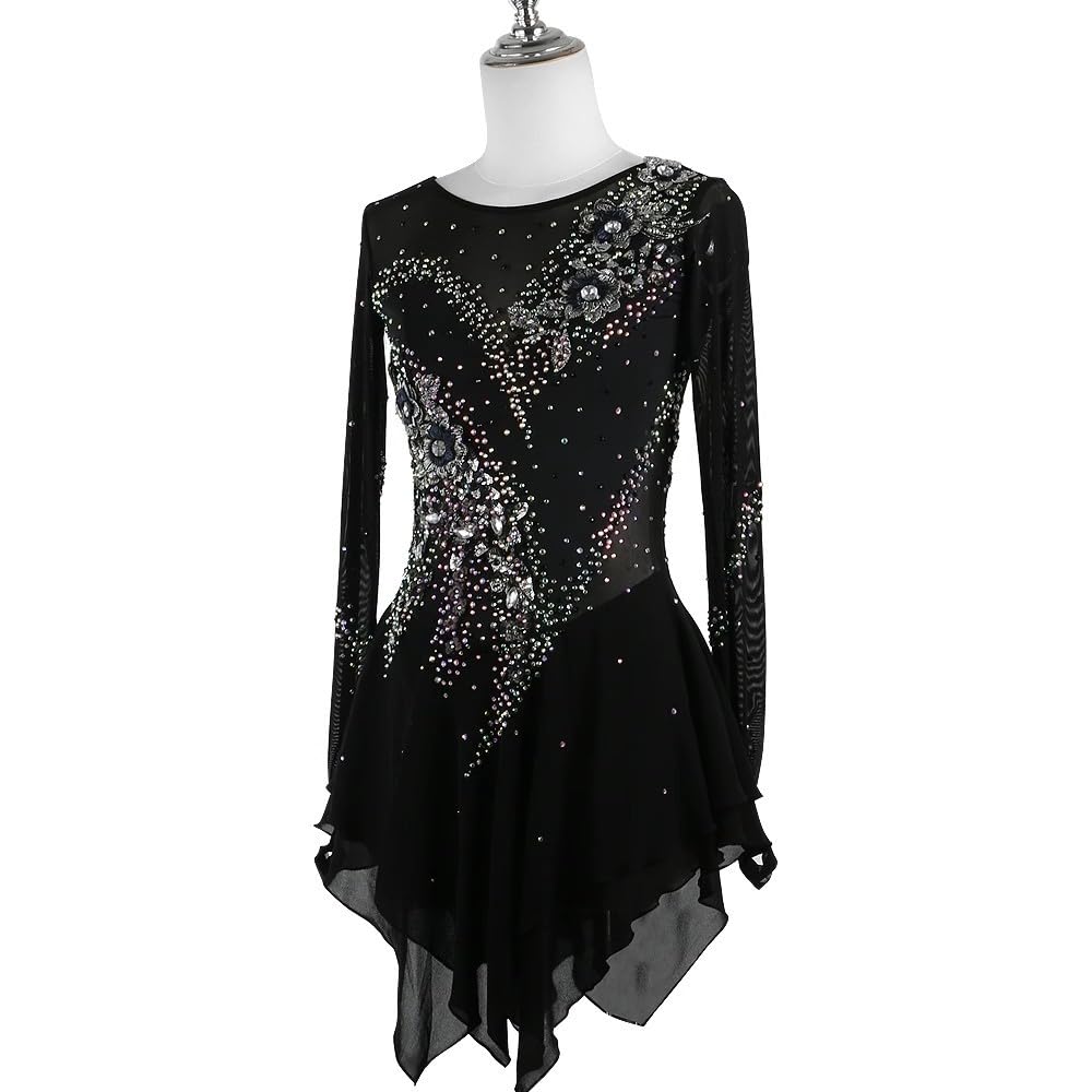 Vestidos De Baile De Patinaje De Bordado De Bordado para Niñas Falda del Concurso De Patinaje sobre Hielo De Ballet Femenino Gimnasia Leotardos Disfraz De Patinaje De Dama