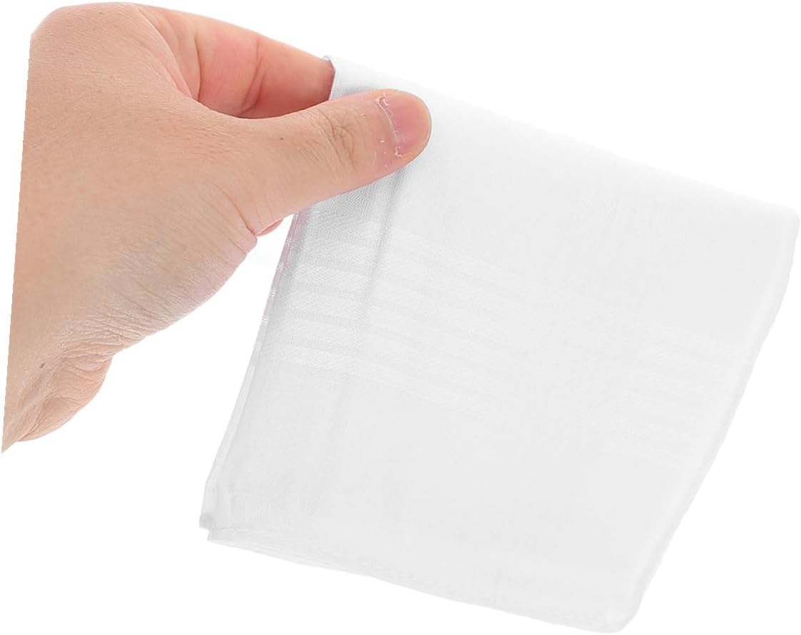 VILLCASE 18pcs Men’s White Cotton Handkerchiefs Sweat-absorbing Pocket Squares for Wedding Day and Suit Use Soft Reusable Handkerchiefs