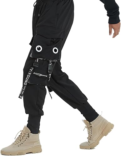 Miniatura 5 de Hello MrLin Pantalones deportivos para hombre, estilo punk, cargo, holgados, para hip hop, pantalones de harén, pantalones tácticos para atletismo