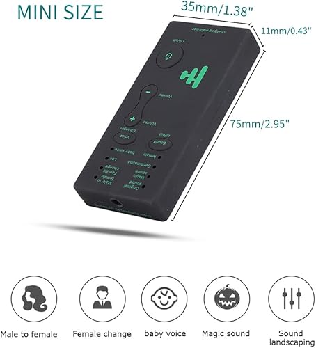 Miniatura 2 de Cambiador de voz portátil, mini 7 efectos de sonido, dispositivo cambiador de voz para teléfono, disfraz de voz, máquina de efectos de sonido para