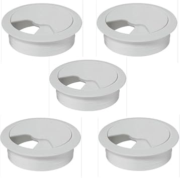 Table Top Cable Duct Hole Cover White Table Cover 6 cm (5 Pieces)