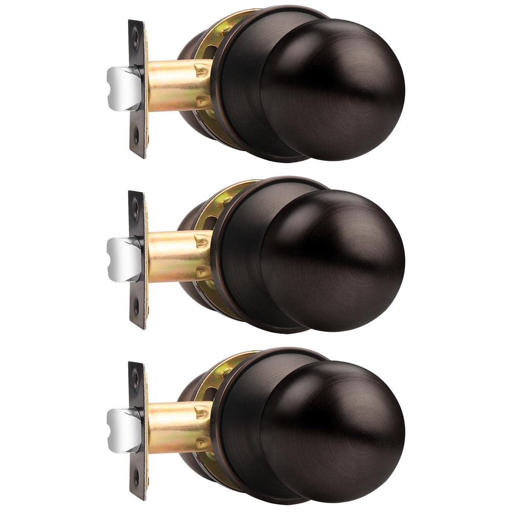 Brushed Nickel Door Knobs - Keyless Passage Locks -26